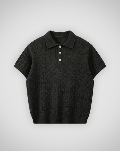 ♂Cable Knit Polo Shirt