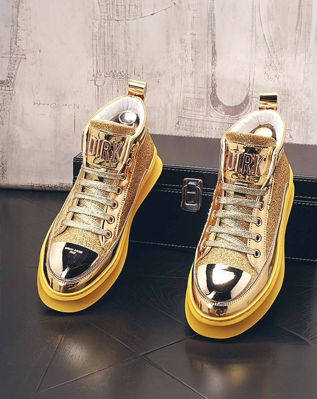 ♂♀Metallic Design Platform Sneakers