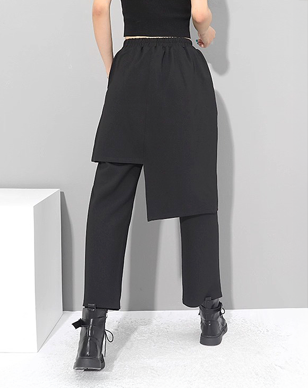 ♀Asymmetry Layered Skirt Pants