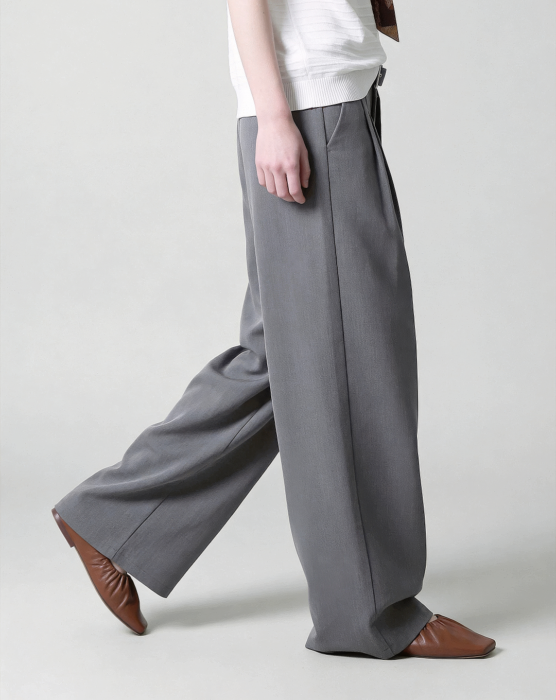 ♂♀Eyelet Belt Wide Pants