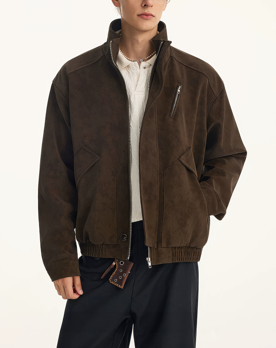 ♂♀Slant Zip Leather Jacket