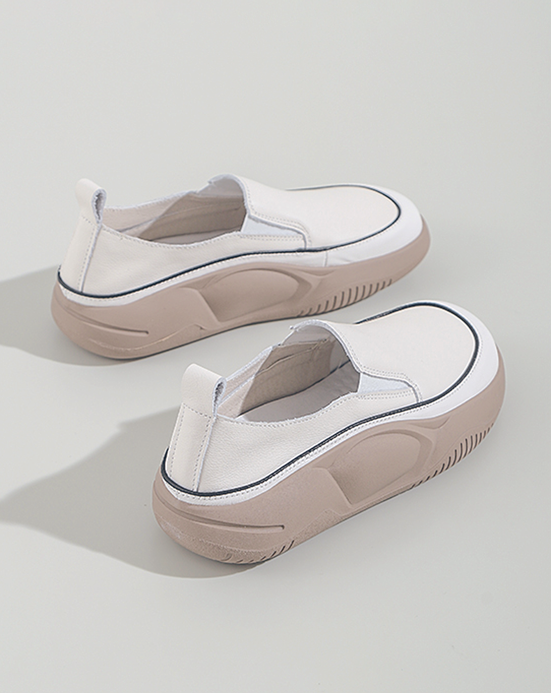 Platform Leather Slip-on Shoes