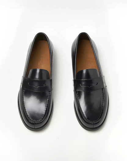 ♂♀本革／Black Leather Penny Loafers