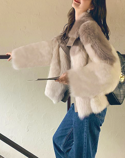 ♀Bicolor Fur Jacket