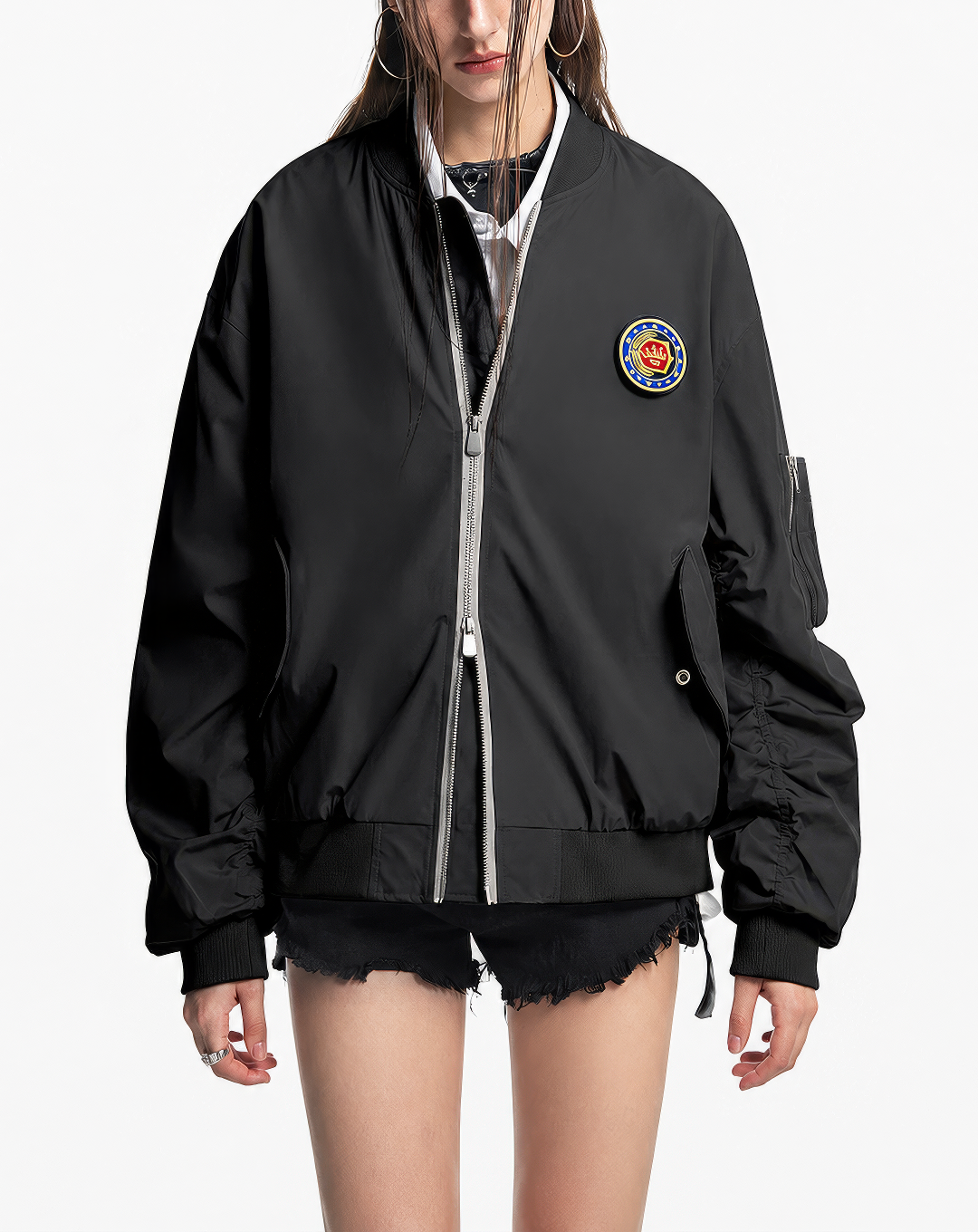 ♂♀Emblem Patch Bomber Jacket