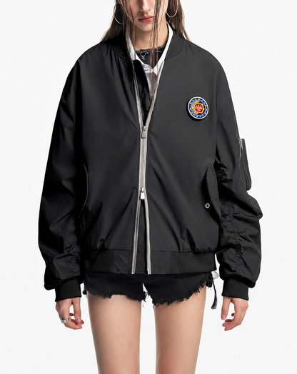 ♂♀Emblem Patch Bomber Jacket