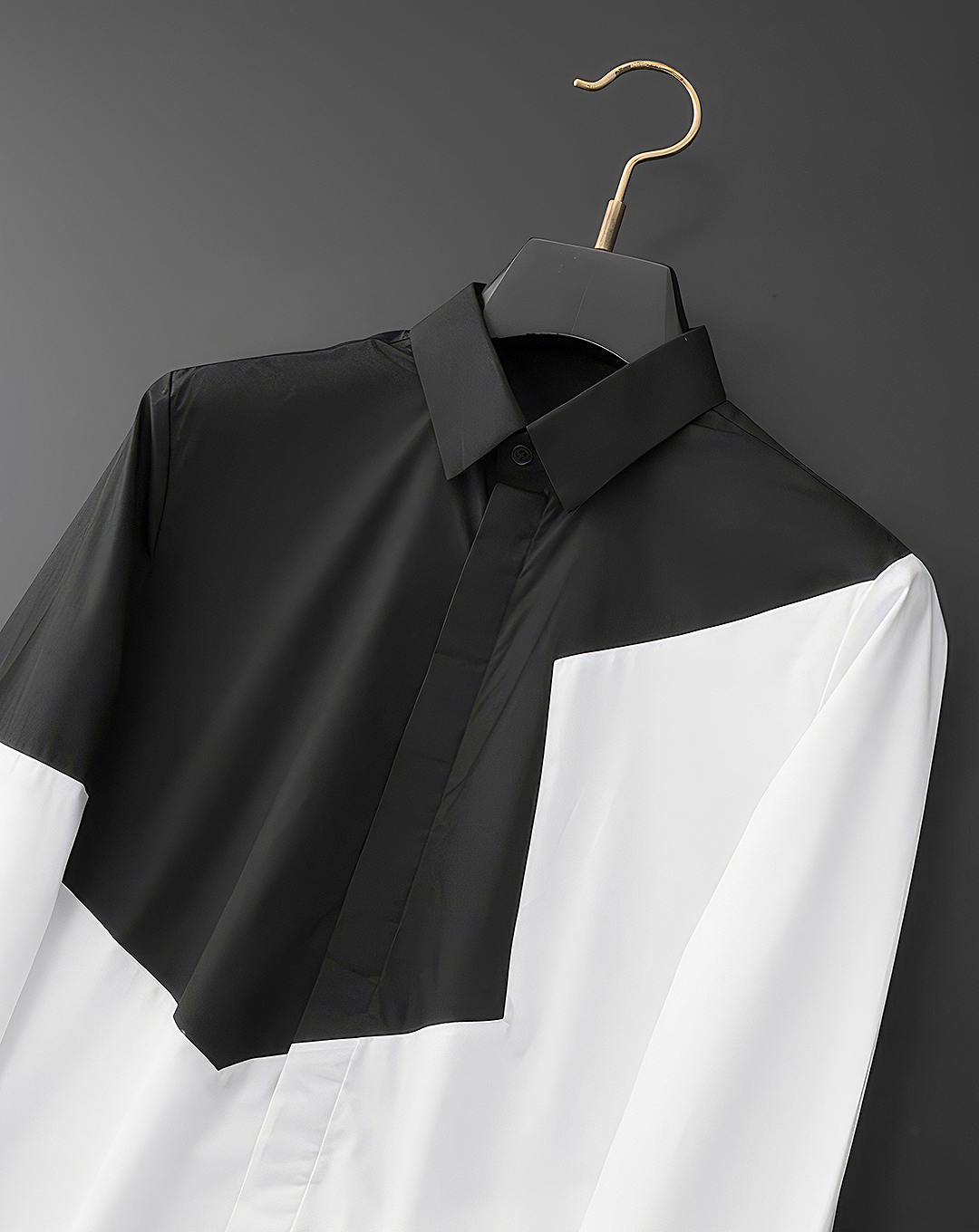 ♂Asymmetric Color Block Shirt