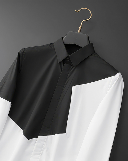 ♂Asymmetric Color Block Shirt