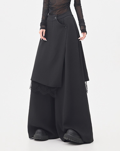 ♀Layered Wrap Wide Pants