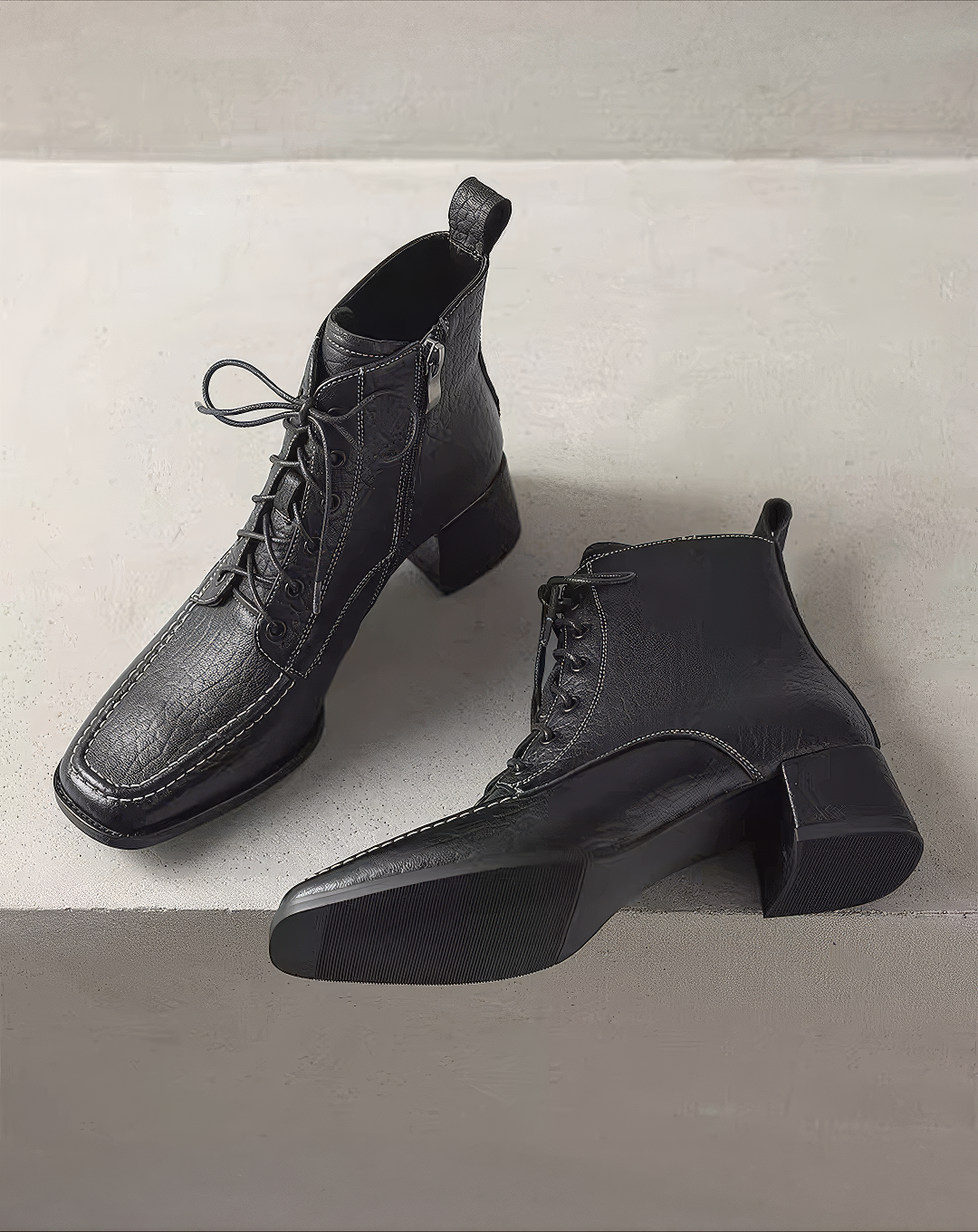 ♀本革／Stitched Square Toe Boots