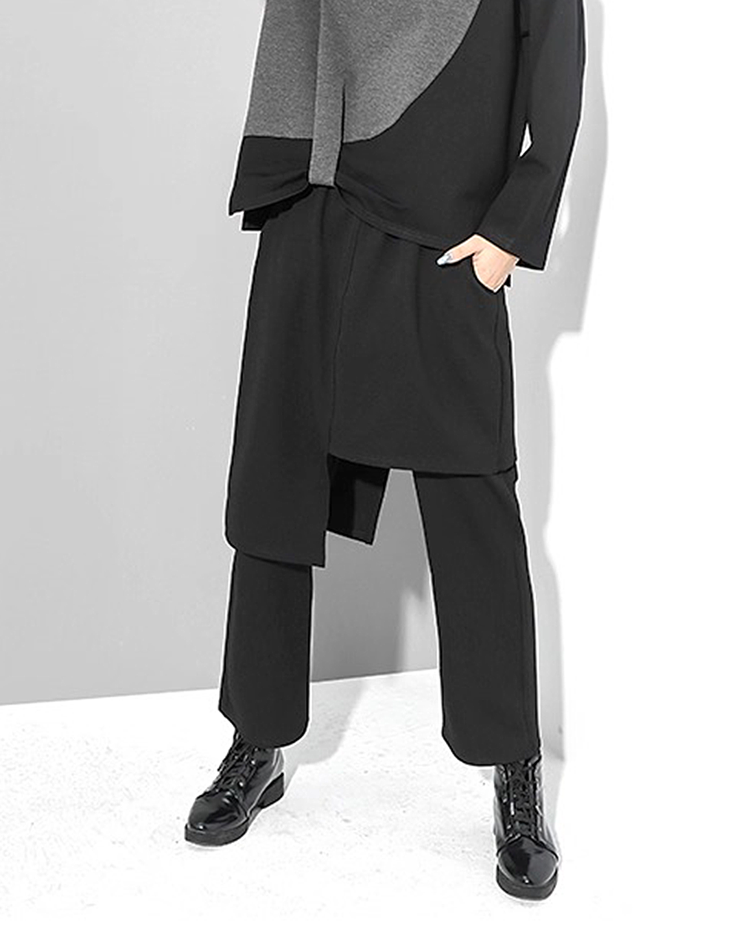 ♀Asymmetry Layered Skirt Pants