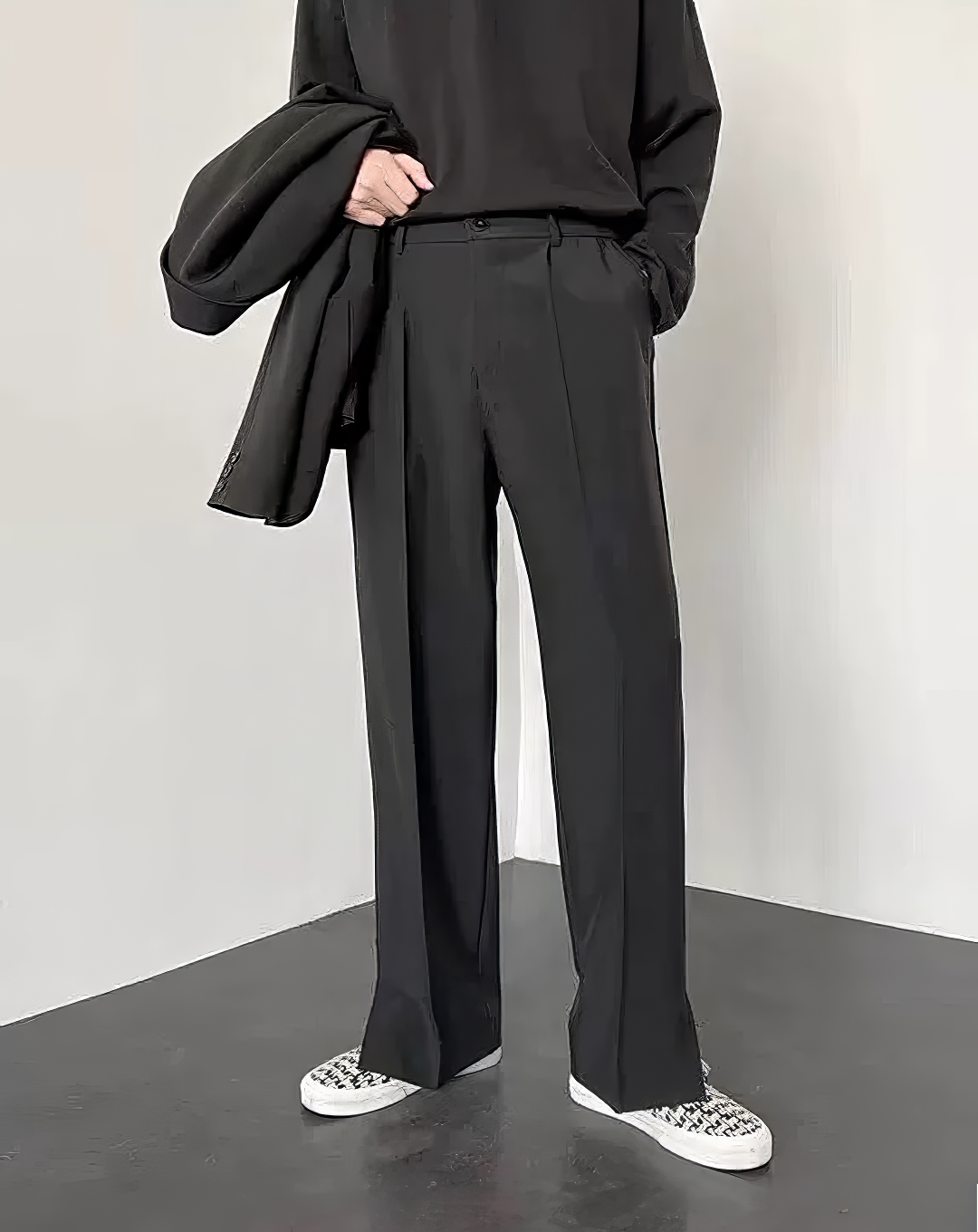 ♂Side Slit Straight Slacks