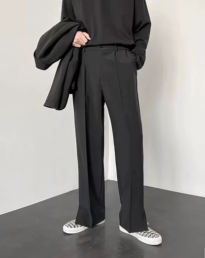 ♂Side Slit Straight Slacks