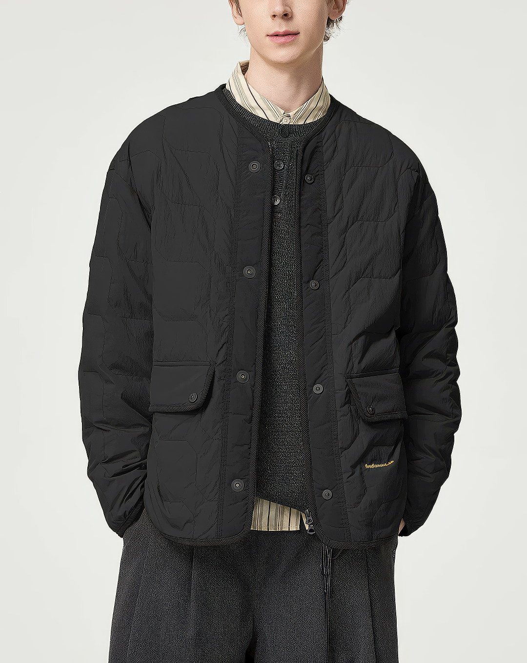 ♂Collarless Quilted Down Jacket
