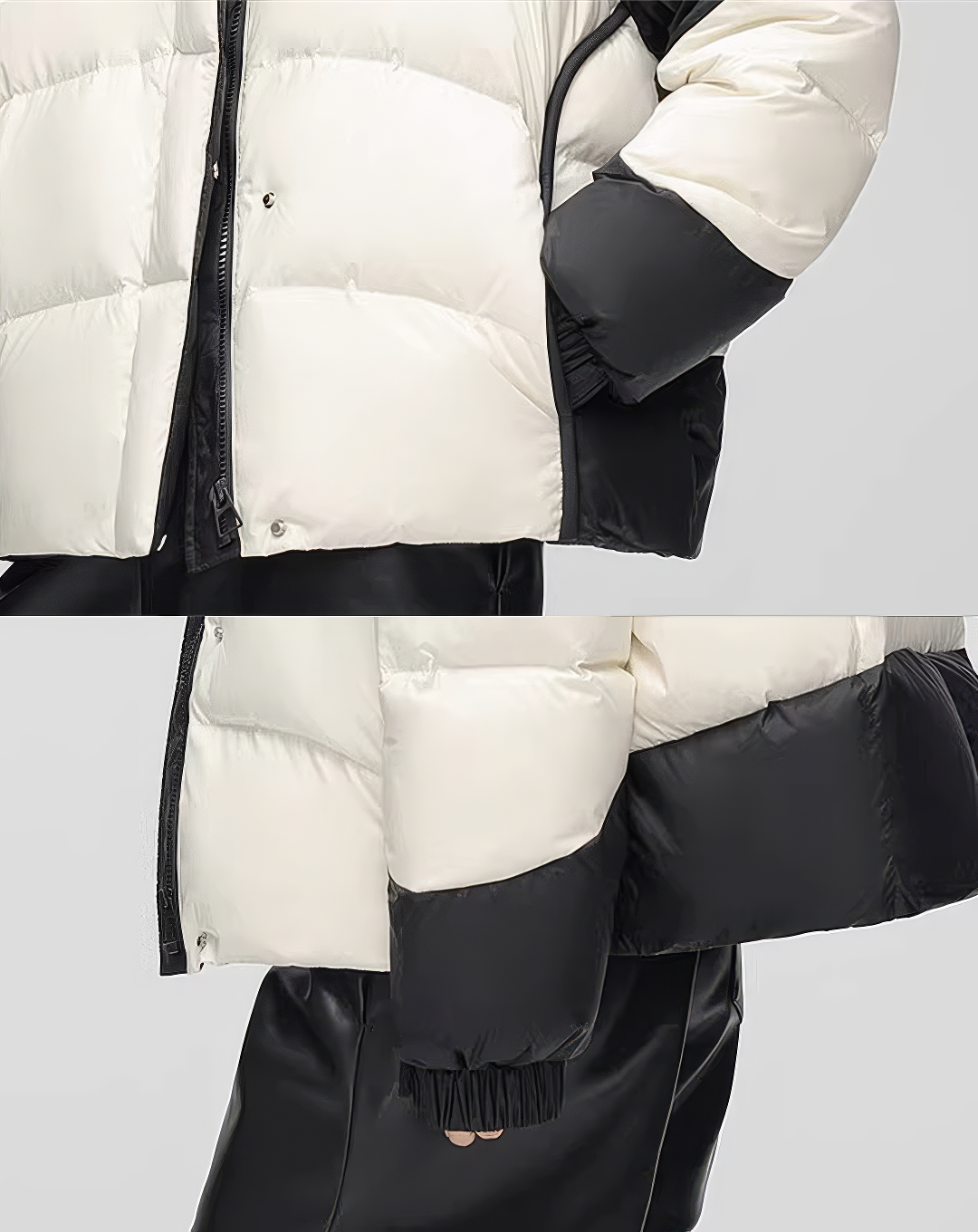 ♀Contrast Bicolor Puffer Jacket
