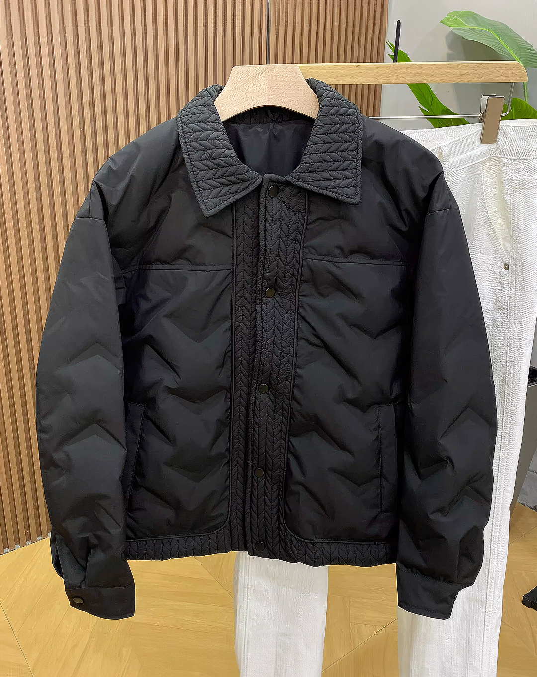 ♂Textured Quilt Collar Jacket