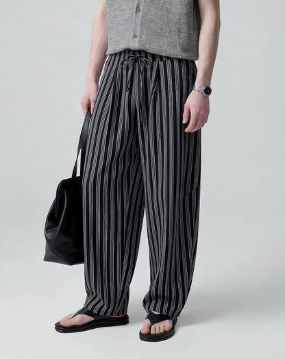 ♂♀Drawstring Stripe Easy Pants