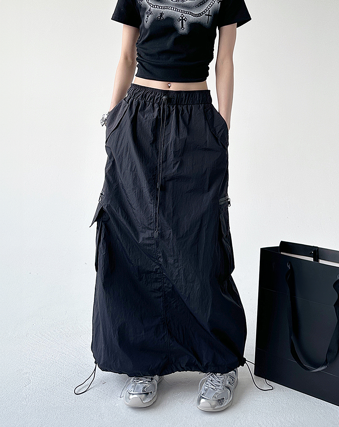 ♀Drawstring Long Skirt