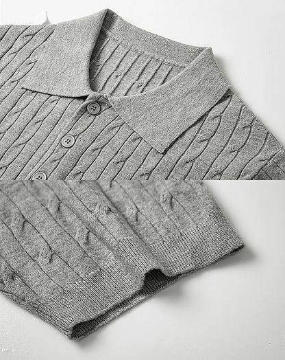♂Cable Knit Polo Shirt