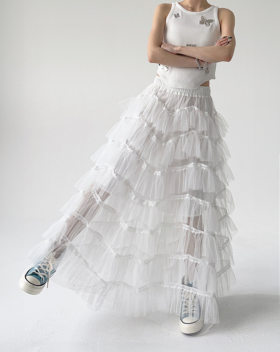 ♀Tiered Tulle Skirt