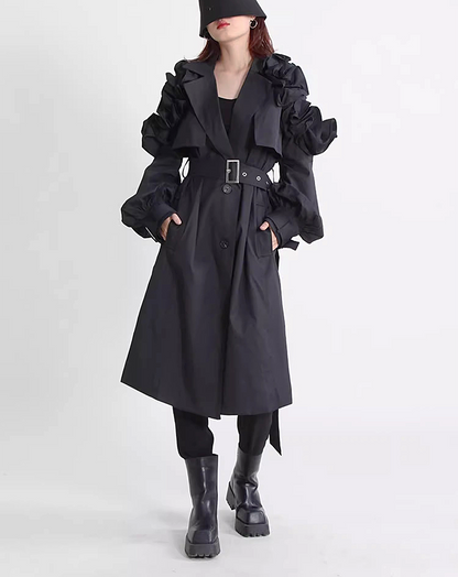 ♀Frill Sleeve Trench Coat