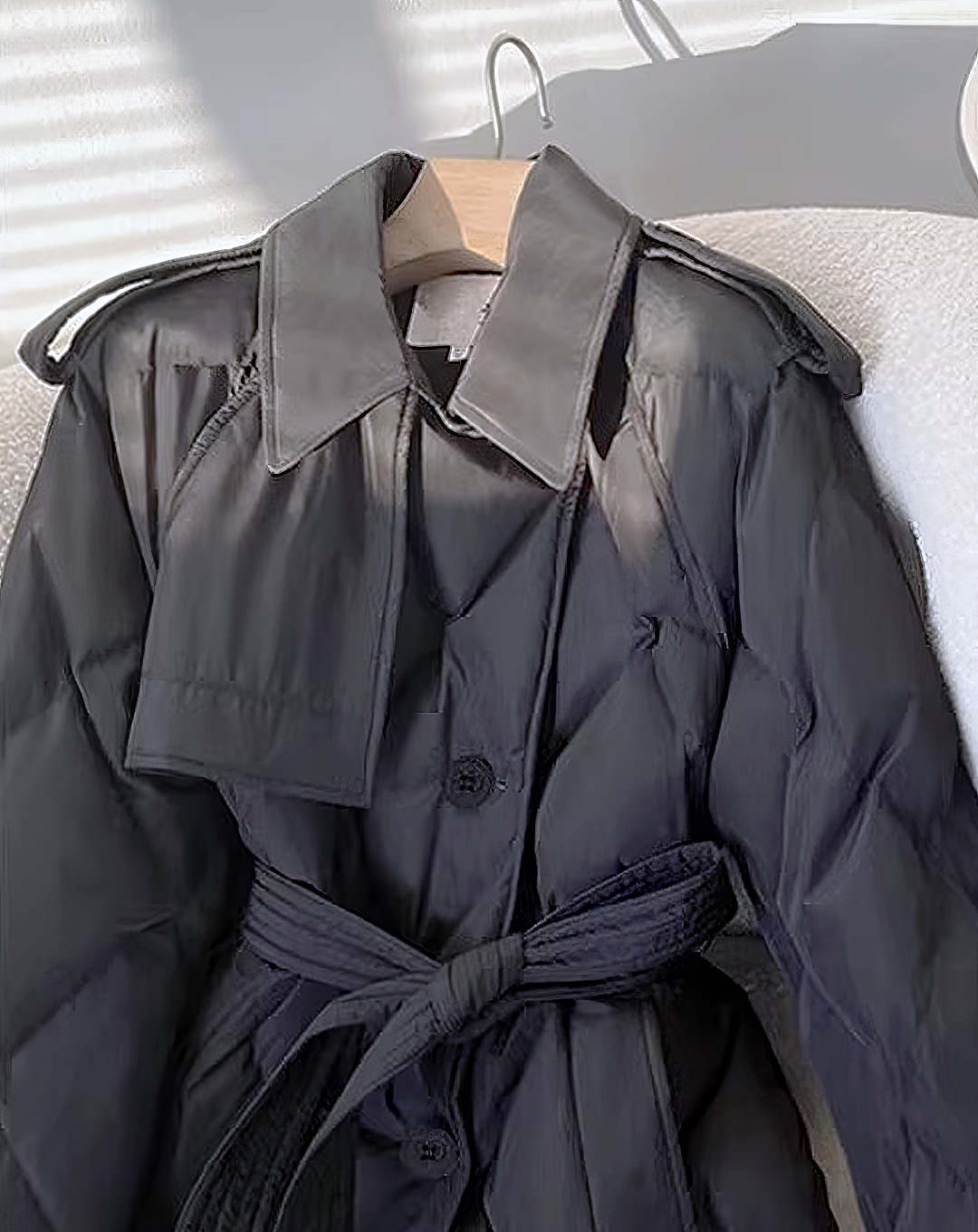 ♀Quilted Trench Down Coat