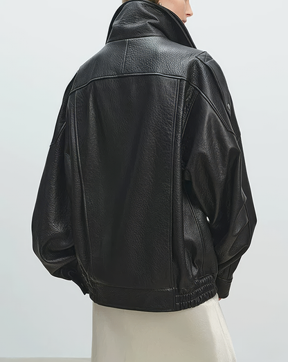 ♀本革／Oversized Real Leather Jacket