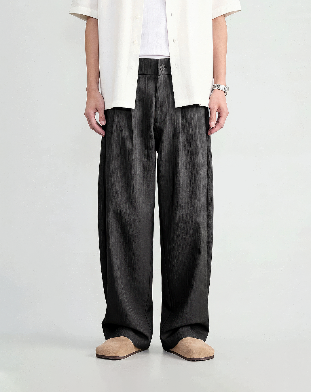 ♂♀Textured Wide Leg Pants