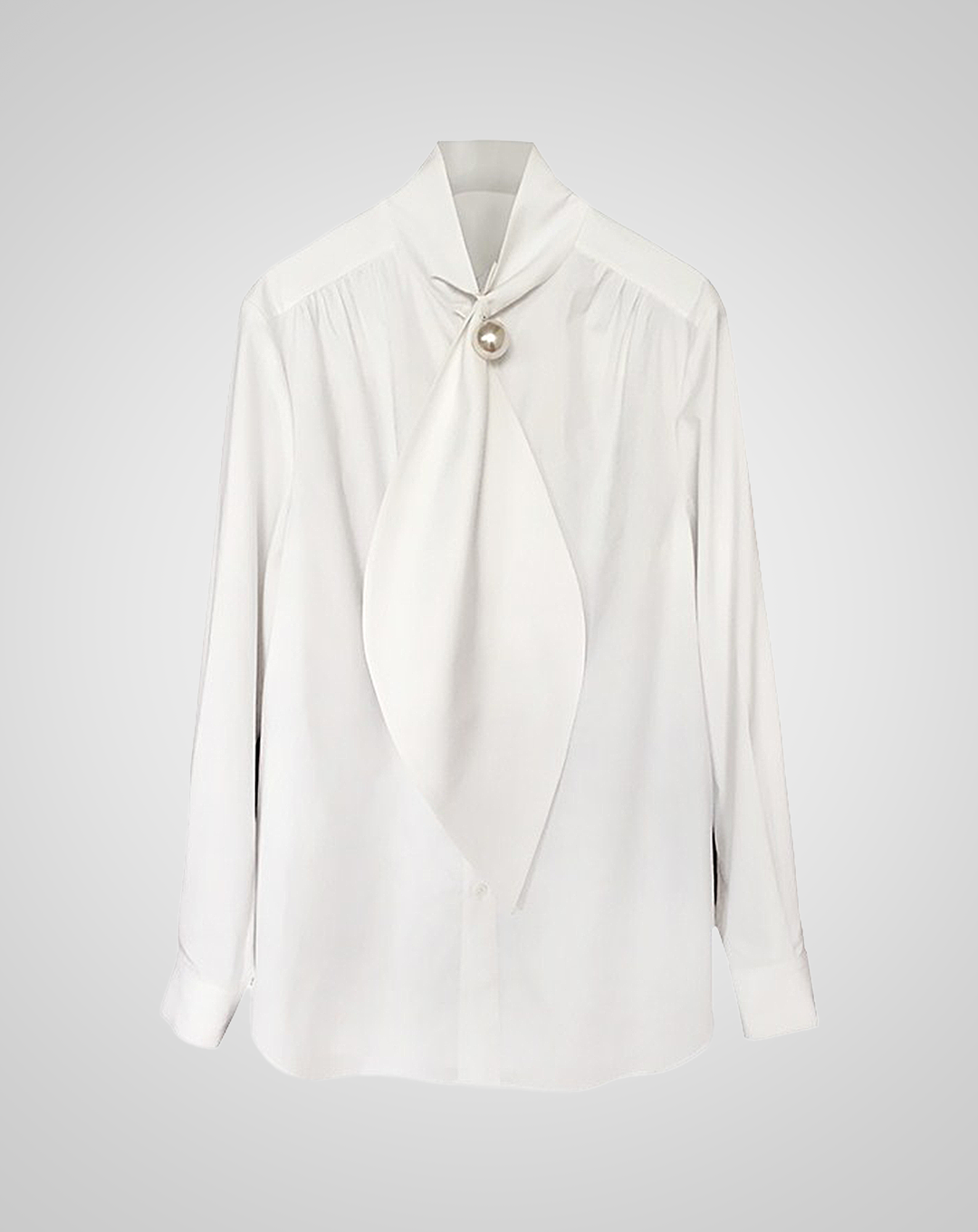 ♀White Scarf Blouse