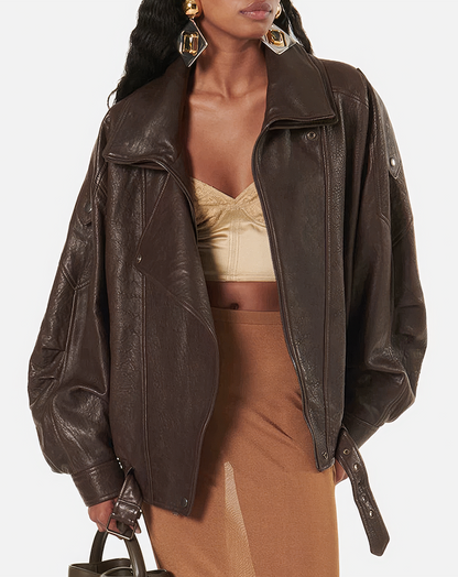 ♀本革／Belted Riders Leather Jacket