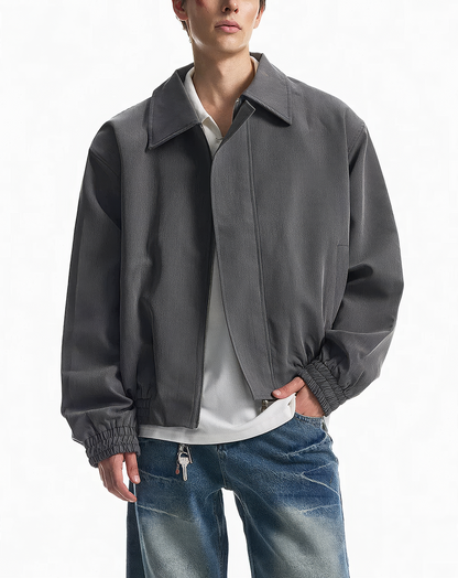 ♂♀ Gathered Hem Zip Jacket