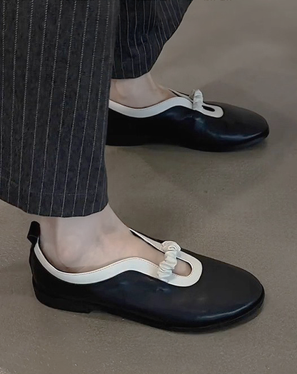 ♀Gathered Strap Flat Shoes