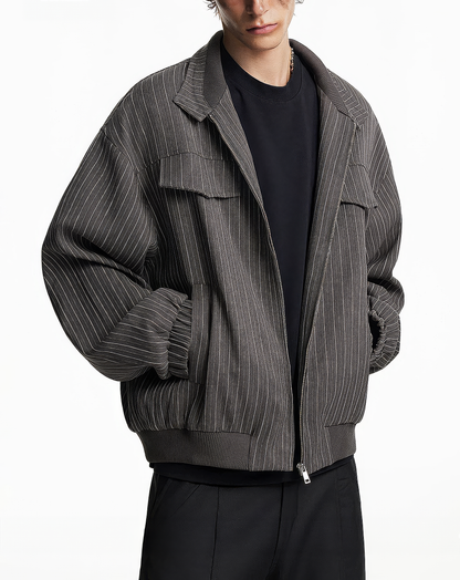 ♂♀Pinstripe Flap Pocket Jacket