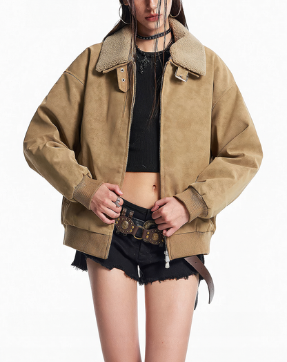 ♂♀ Faux Shearling Bomber Jacket