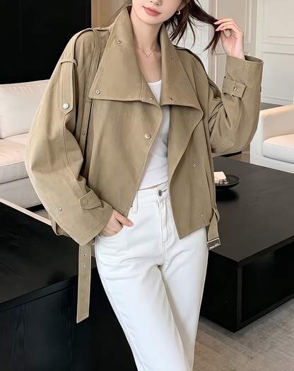 ♀Belted Biker Short Coat