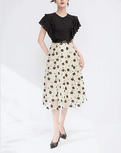 ♀Floral Pattern Chiffon Dress