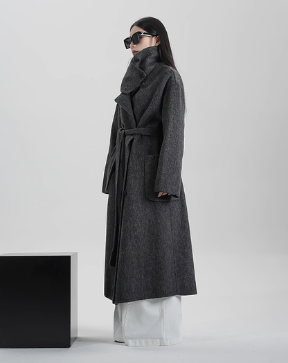 ♀100% WOOL High Neck Coat