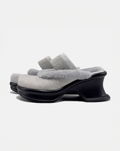 ♀Fluffy Platform Mules
