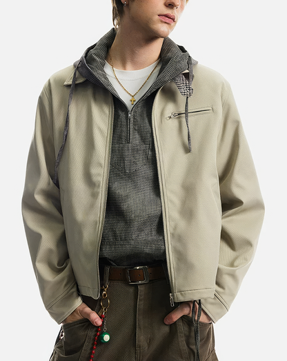 ♂♀Khaki Zip Front Jacket