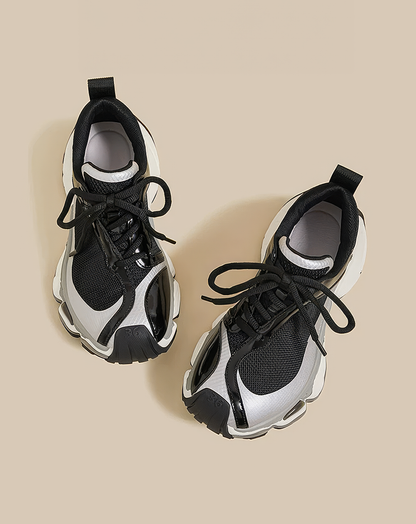♀Silver Metallic Mesh Sneakers