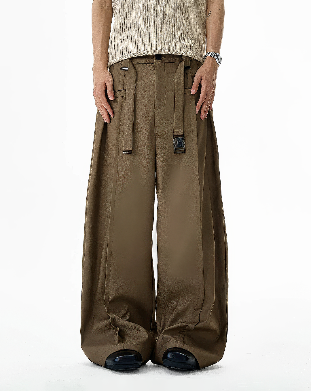 ♂♀Buckle Strap Wide Slacks