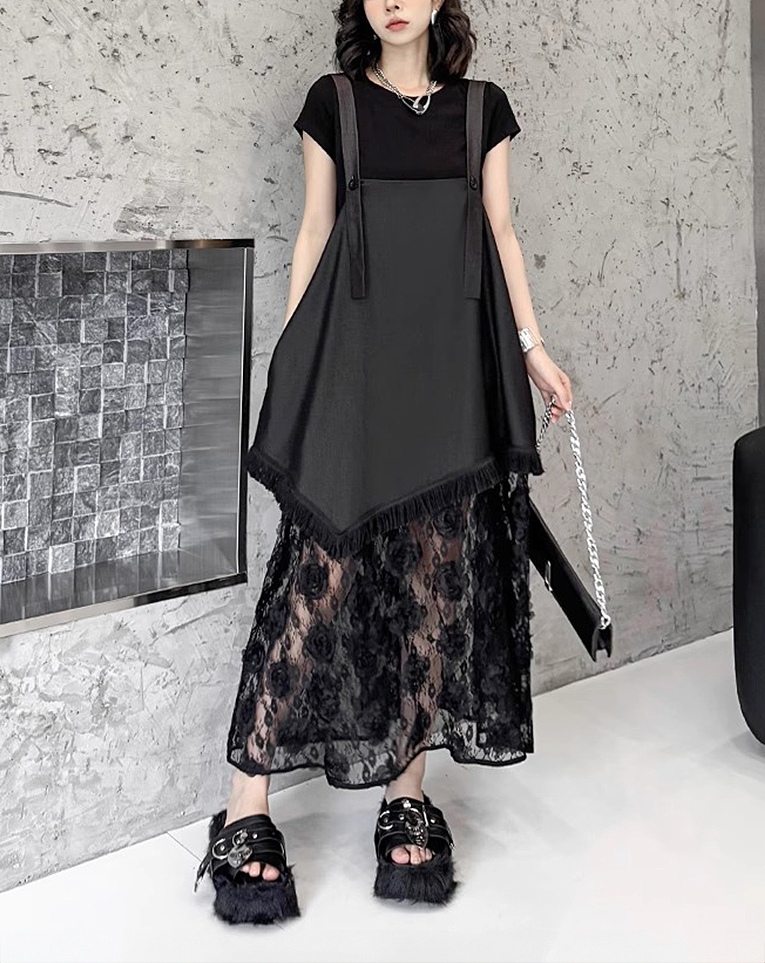 ♀Floral Lace Docking Dress