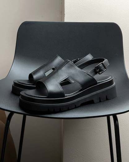 ♂♀本革／Back Strap Platform Sandals