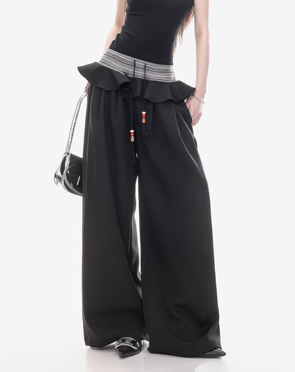 ♀Frilled Waist Wide Pants