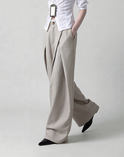 ♂♀Pinstripe Wrap Wide Pants