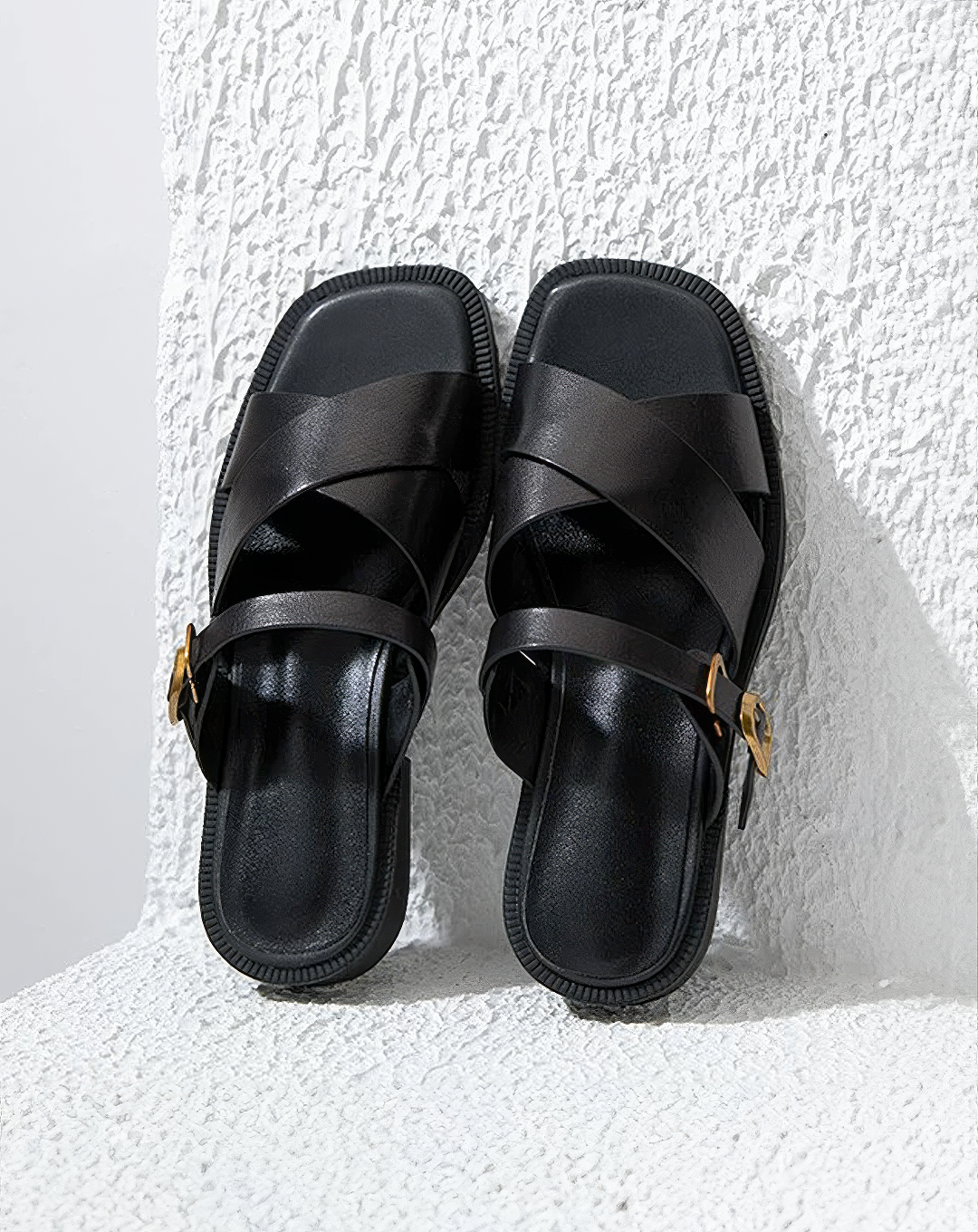 ♀本革／Flat Leather Strap Sandals