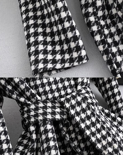 ♀Houndstooth Wool Coat