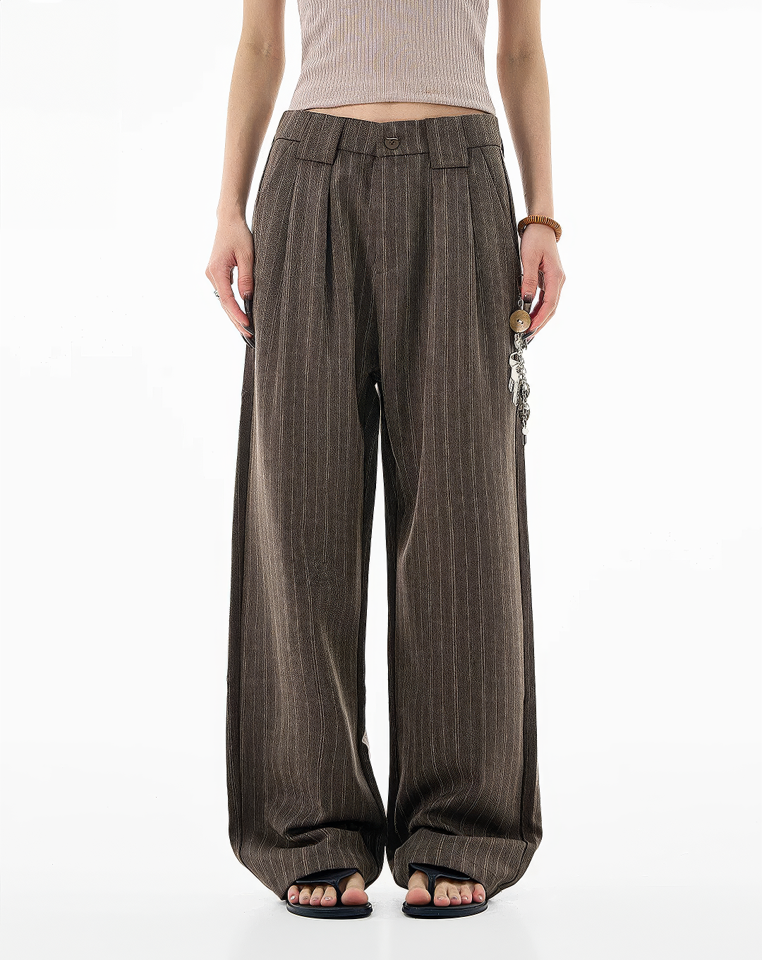 ♂♀Pinstripe Loose Straight Trousers