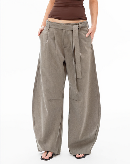 ♀Belted Wide Baggy Pants
