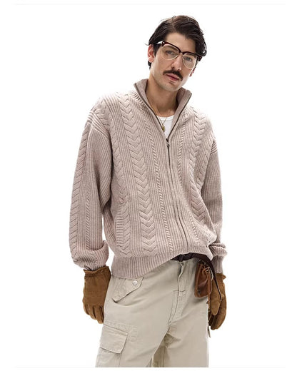 ♂Cable Knit Zip Cardigan